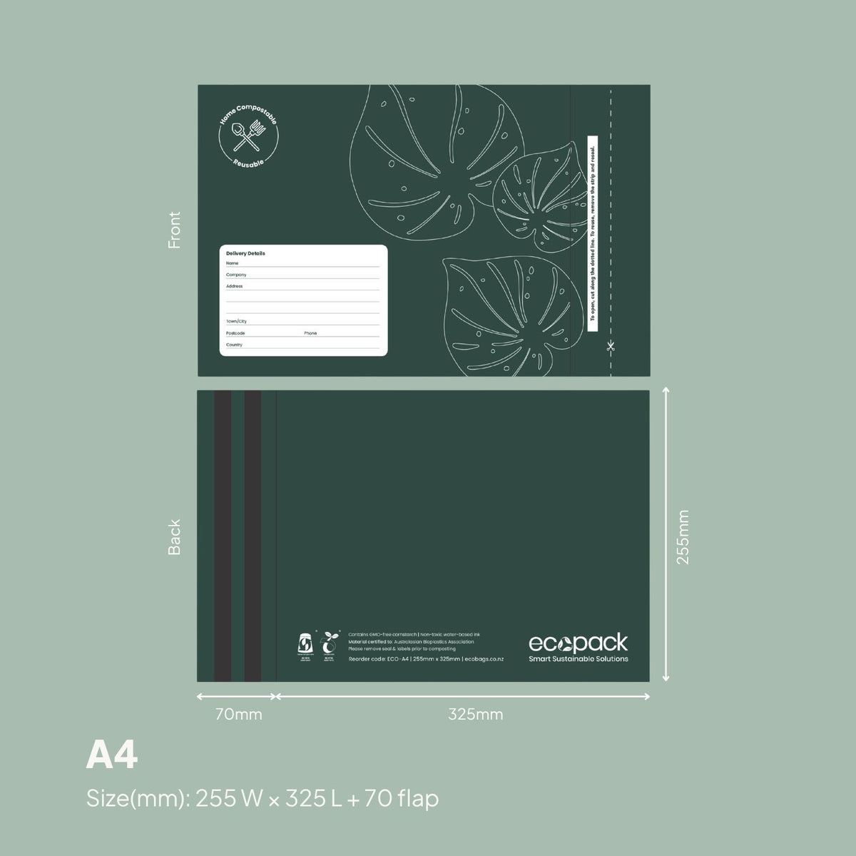 Ecopack Sample Pack of A4 Compostable Courier Bags