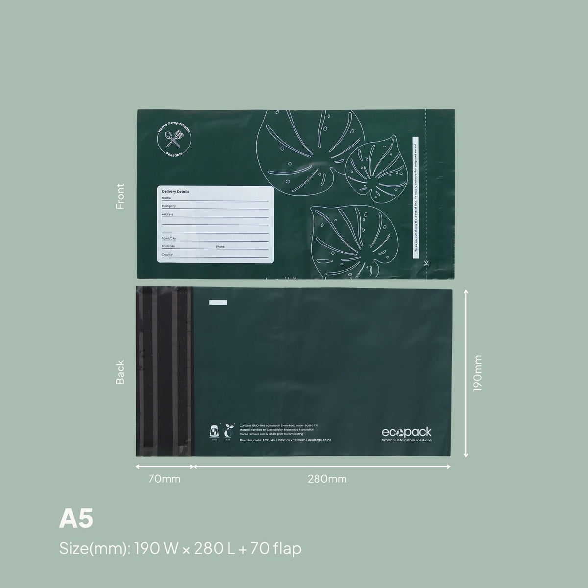 Ecopack Sample Pack of A5 Compostable Courier Bags