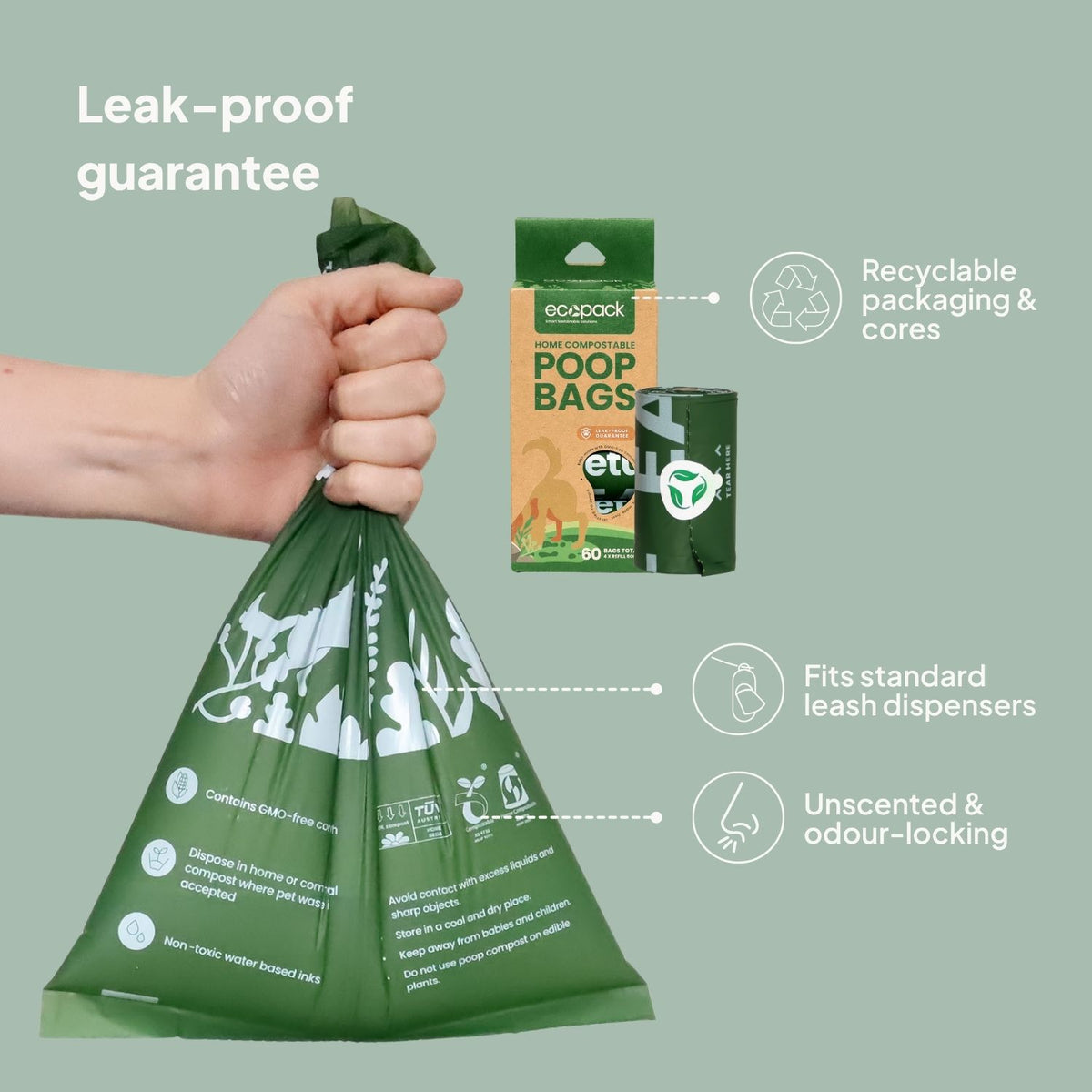 Ecopack Compostable Dog Poop Bags Features