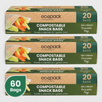 Ecopack compostable resealable snack bags 3 box bundle