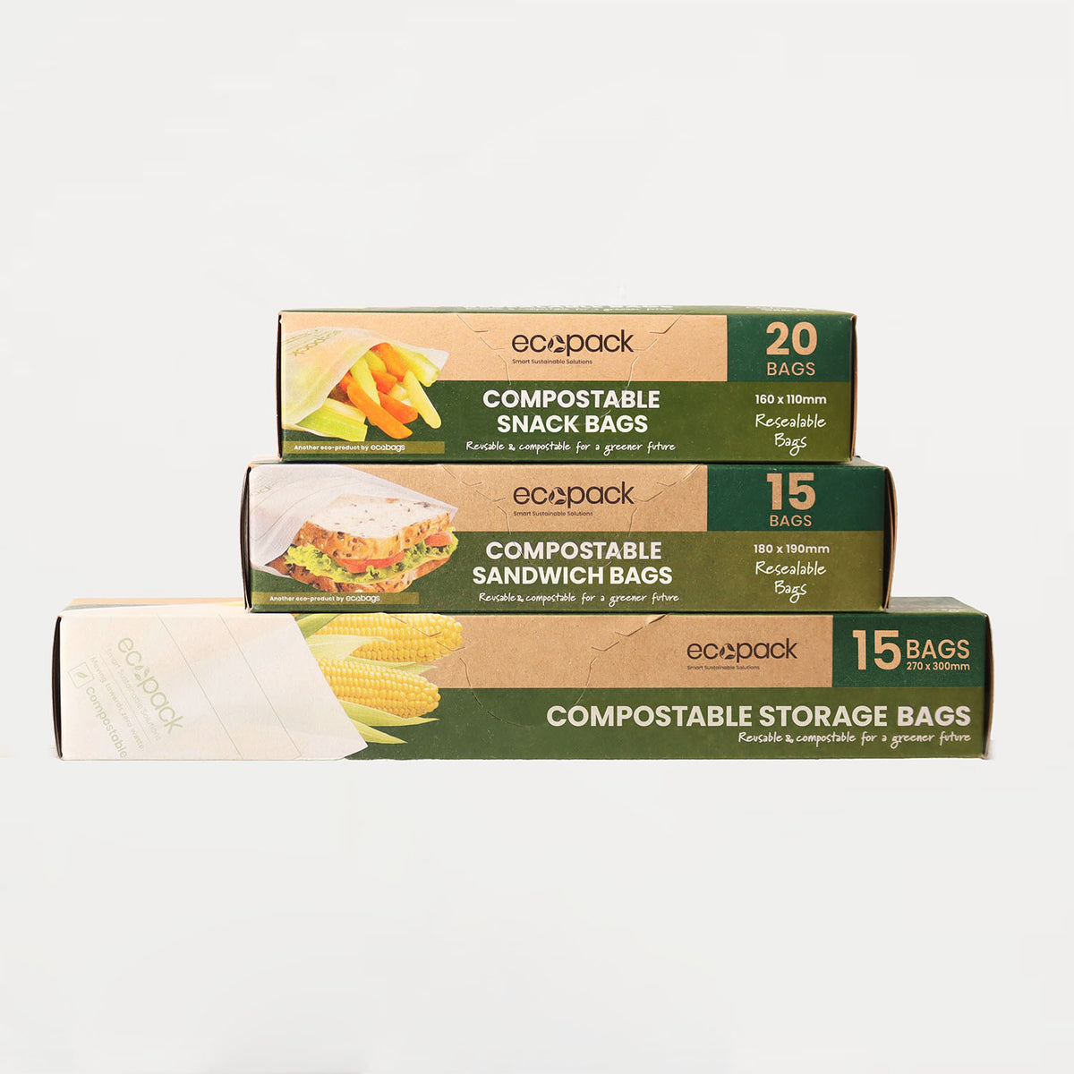 Ecopack compostable resealable bags bundle