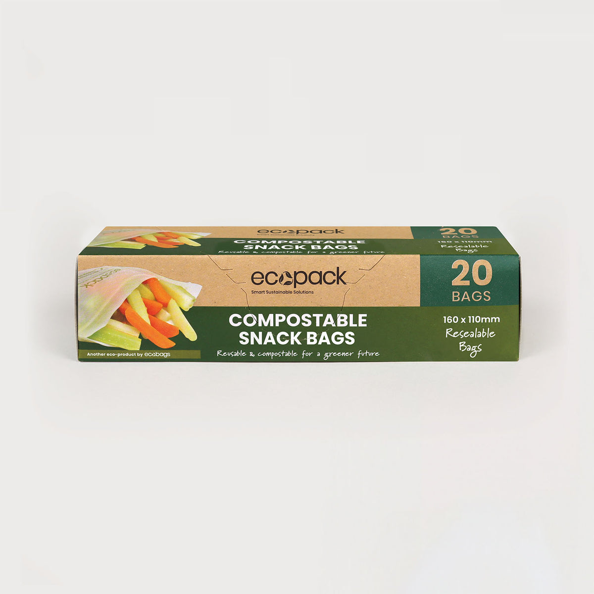 Ecopack compostable resealable snack bags
