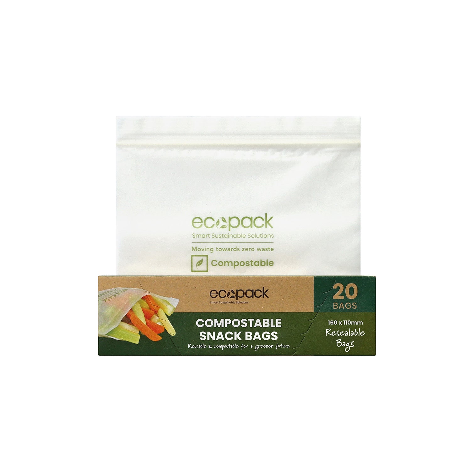Ecopack Compostable Snack Resealable Bags with Snack Bag