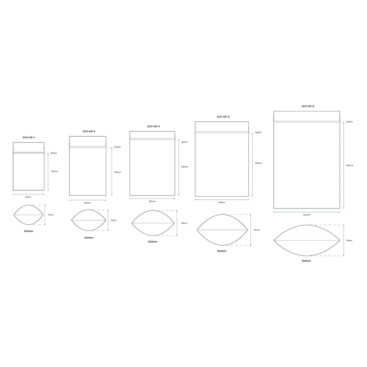 Ecopack Compostable Resealable Stand-Up Kraft Paper Pouches Specs
