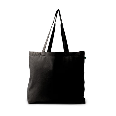Black calico tote bag with gusset front view