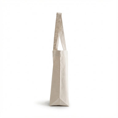 Side view of Ecobags Certified Organic Natural Canvas Good Grocer tote bag