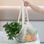 Ecobags Fairtrade & Organic Cotton String Bag with Long Handle In Use