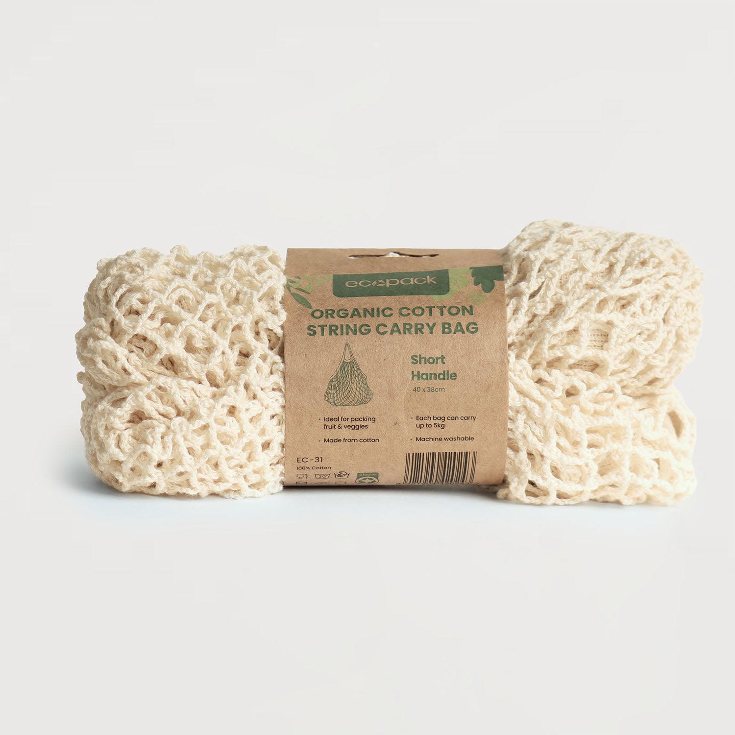 Ecobags Organic Cotton String Bag with Short Handle