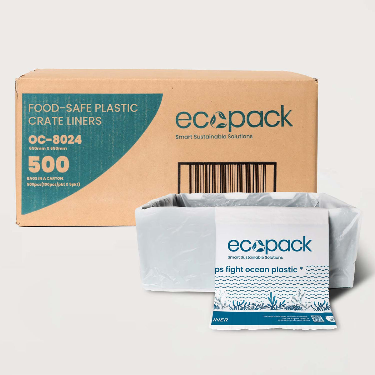 Ecopack Food-Safe Plastic Crate Liners Flat Bag Carton Next To Crate Liner