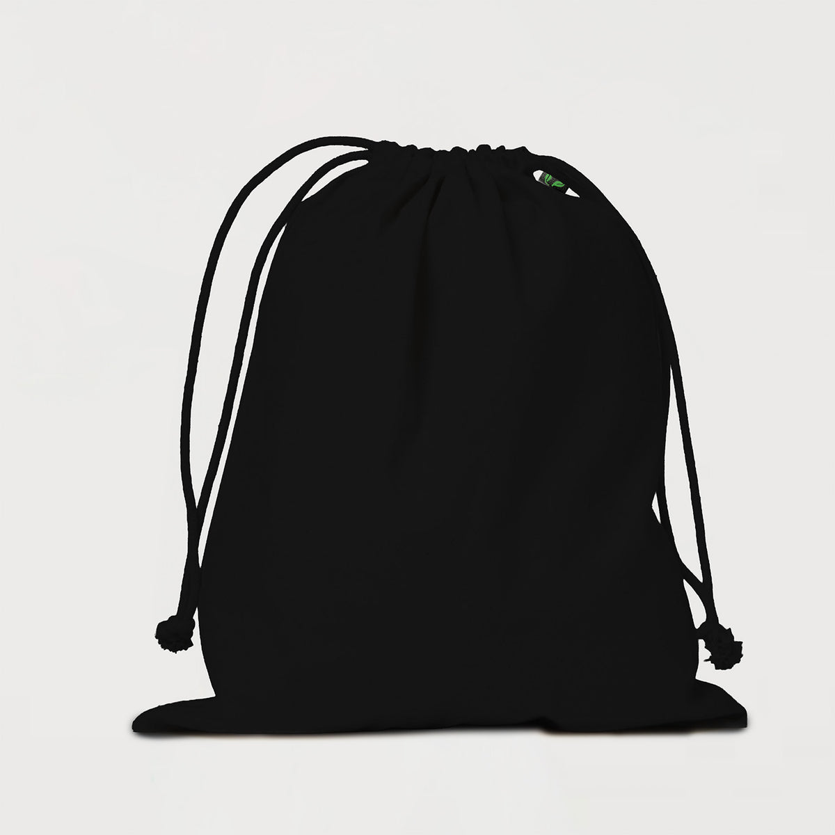 Ecobags Large Black Calico Drawstring Bags Closed
