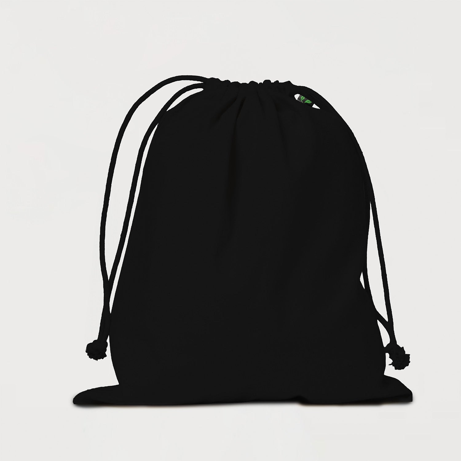 Ecobags Large Black Calico Drawstring Bags Closed