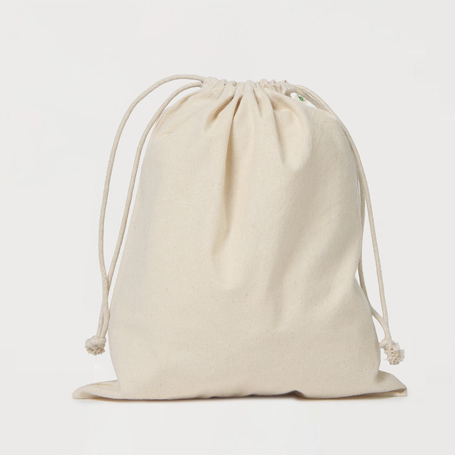 Ecobags Large Natural Calico Drawstring Bags Closed
