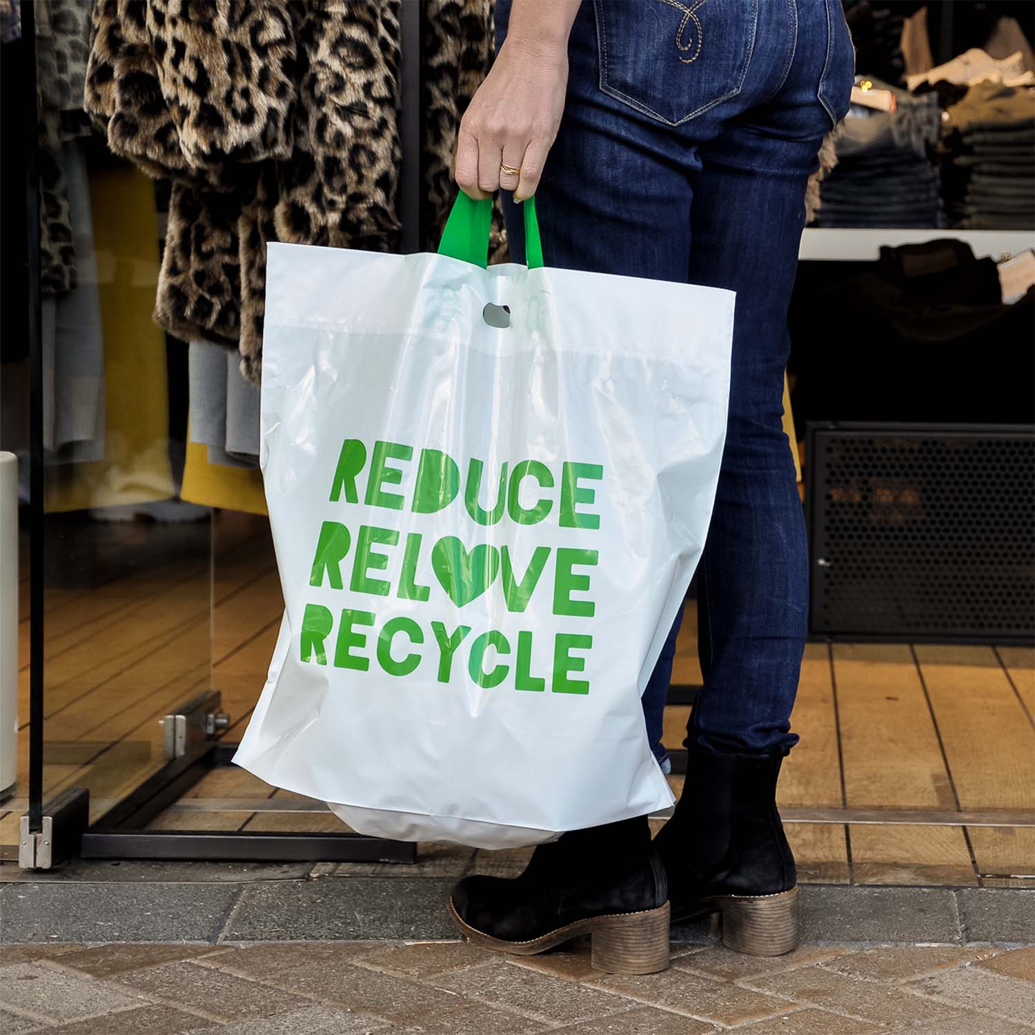 Ecopack Loop Handle Large Reusable Shopping Bags in use