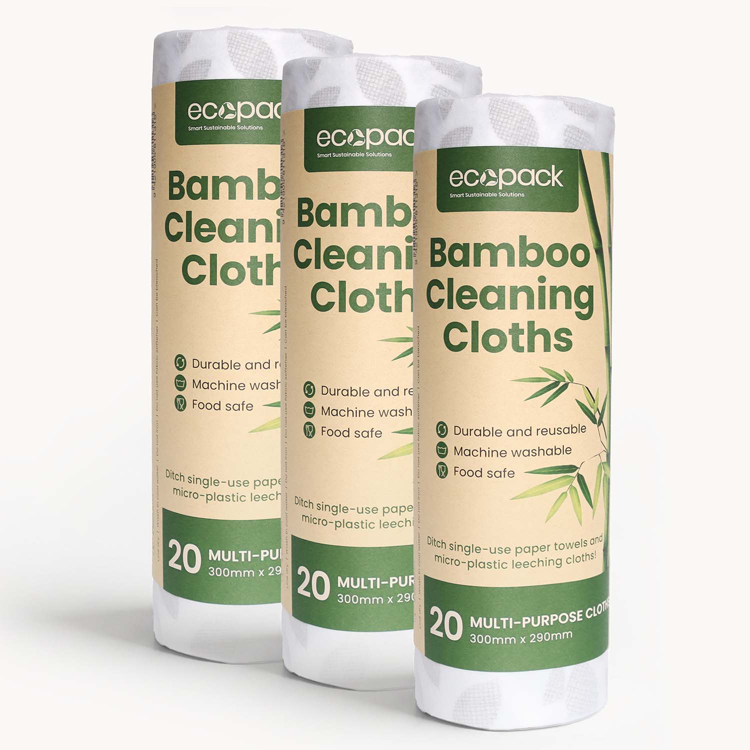 Ecopack Multi-purpose bamboo cleaning cloths roll 