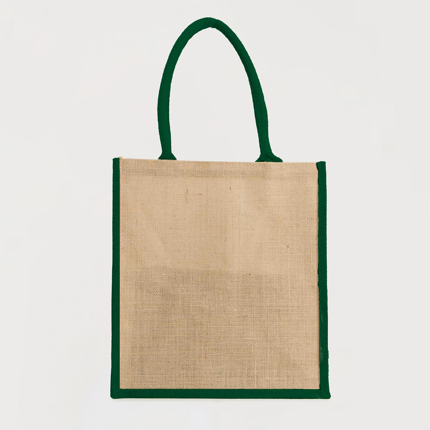 Ecobags Jute Reusable Grocery Bag - Natural with Green Gusset
