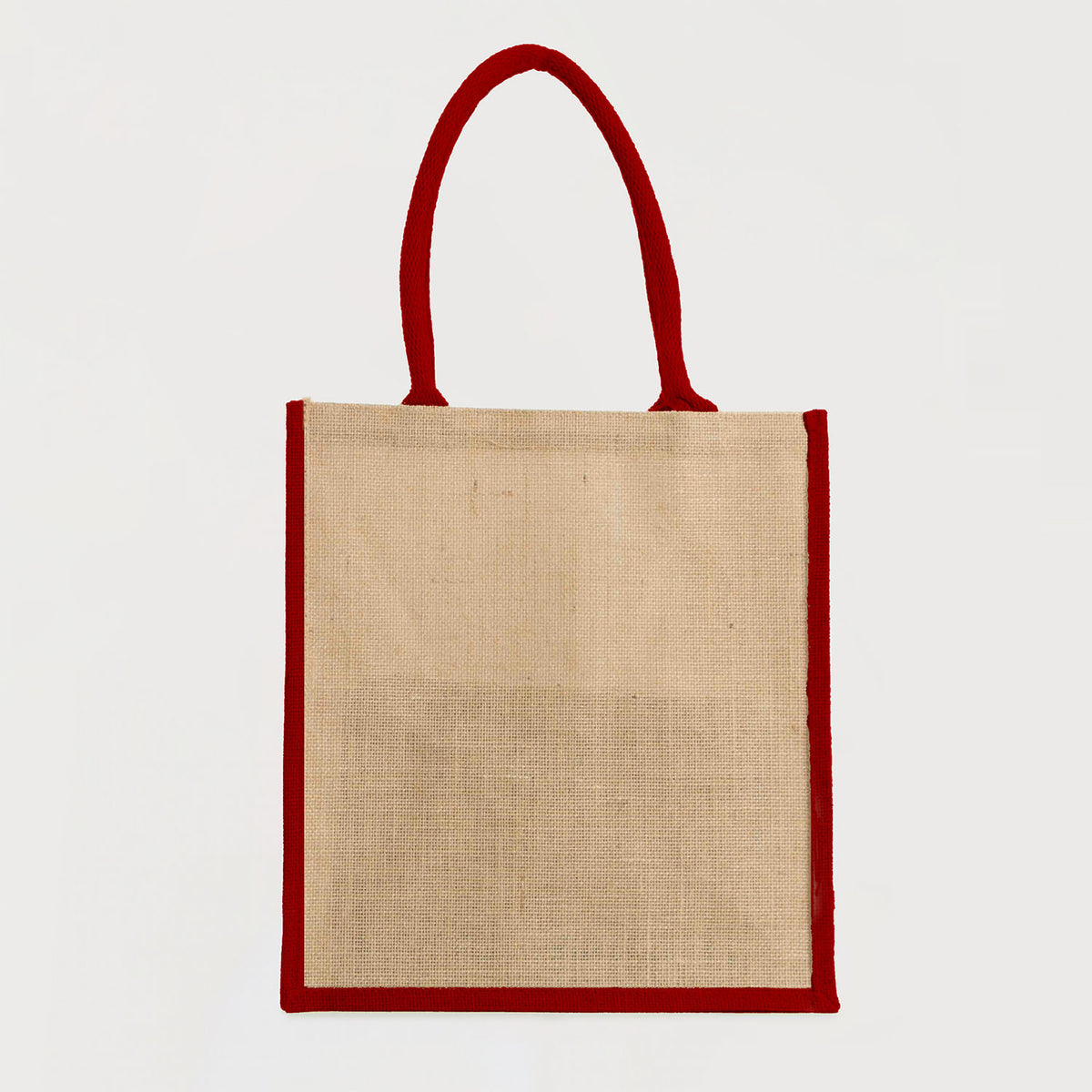 Ecobags Jute Reusable Grocery Bag - Natural with Red Gusset
