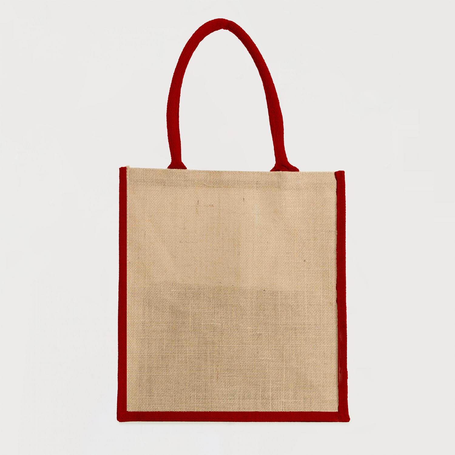 Ecobags Jute Reusable Grocery Bag - Natural with Red Gusset