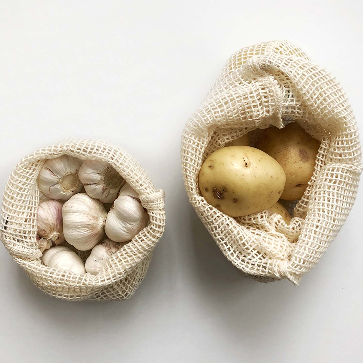 Ecopack Small & Large Organic Cotton String Bags In Use