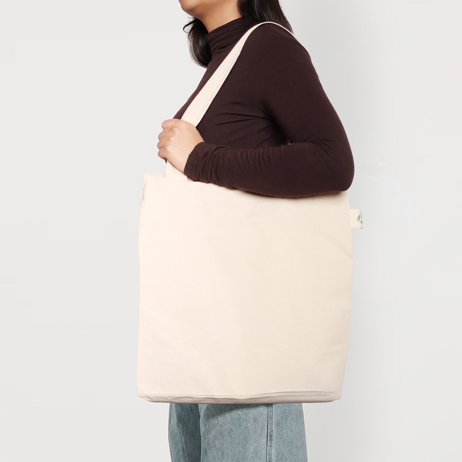 Model Carrying Ecobags Fairtrade Organic Canvas Tote Bags 
