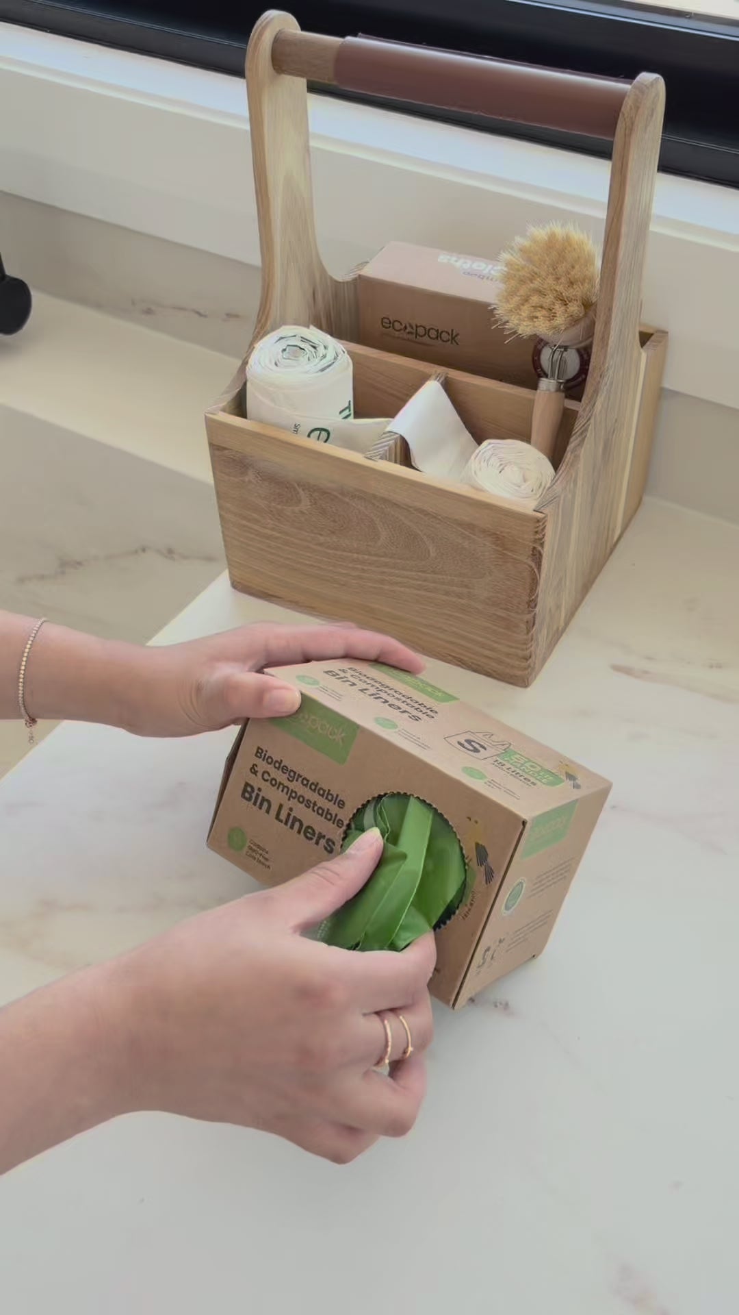 Ecopack 18L compostable bin liners dispenser box ASMR
