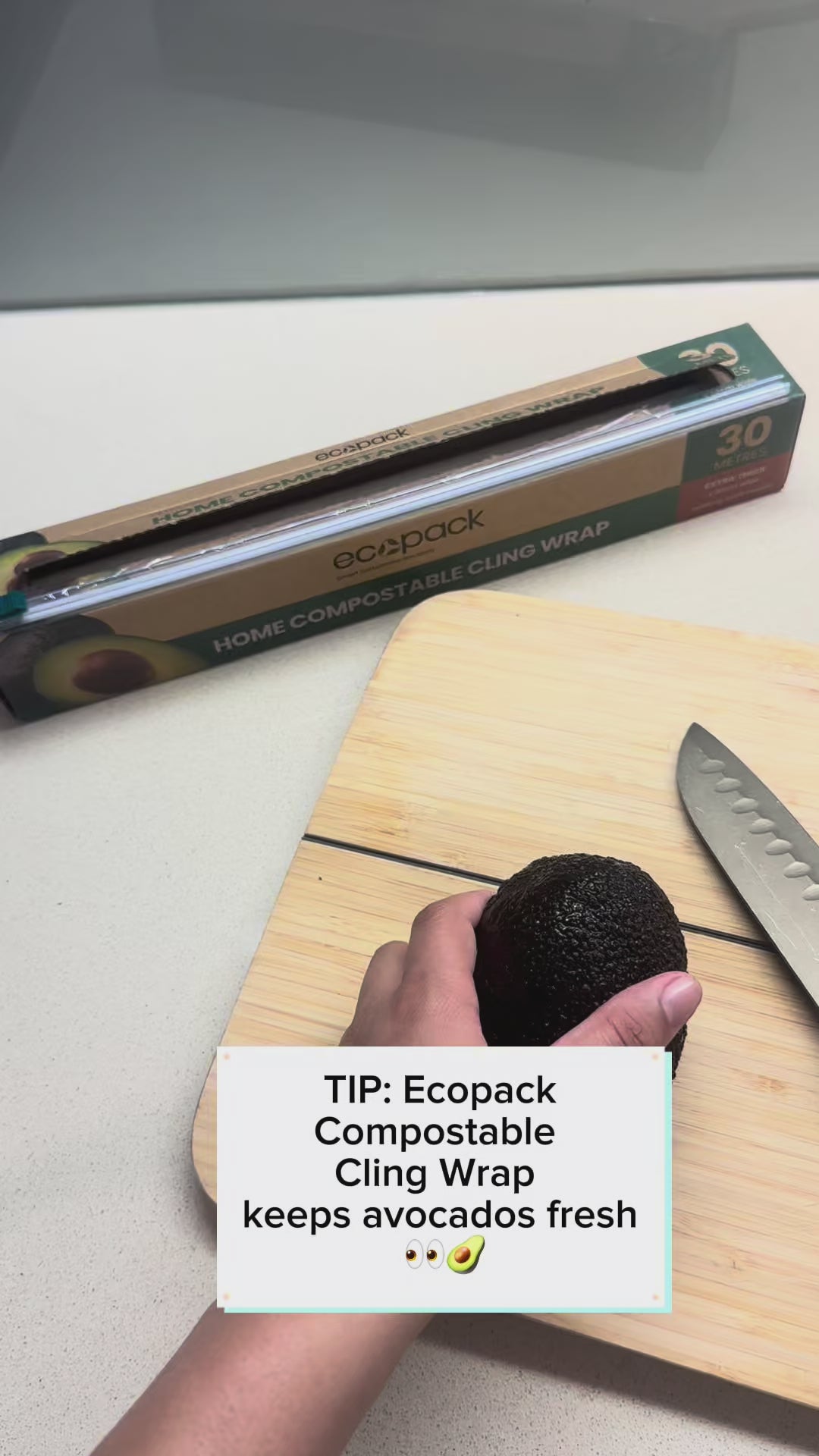 Ecopack compostable cling wrapping avocado