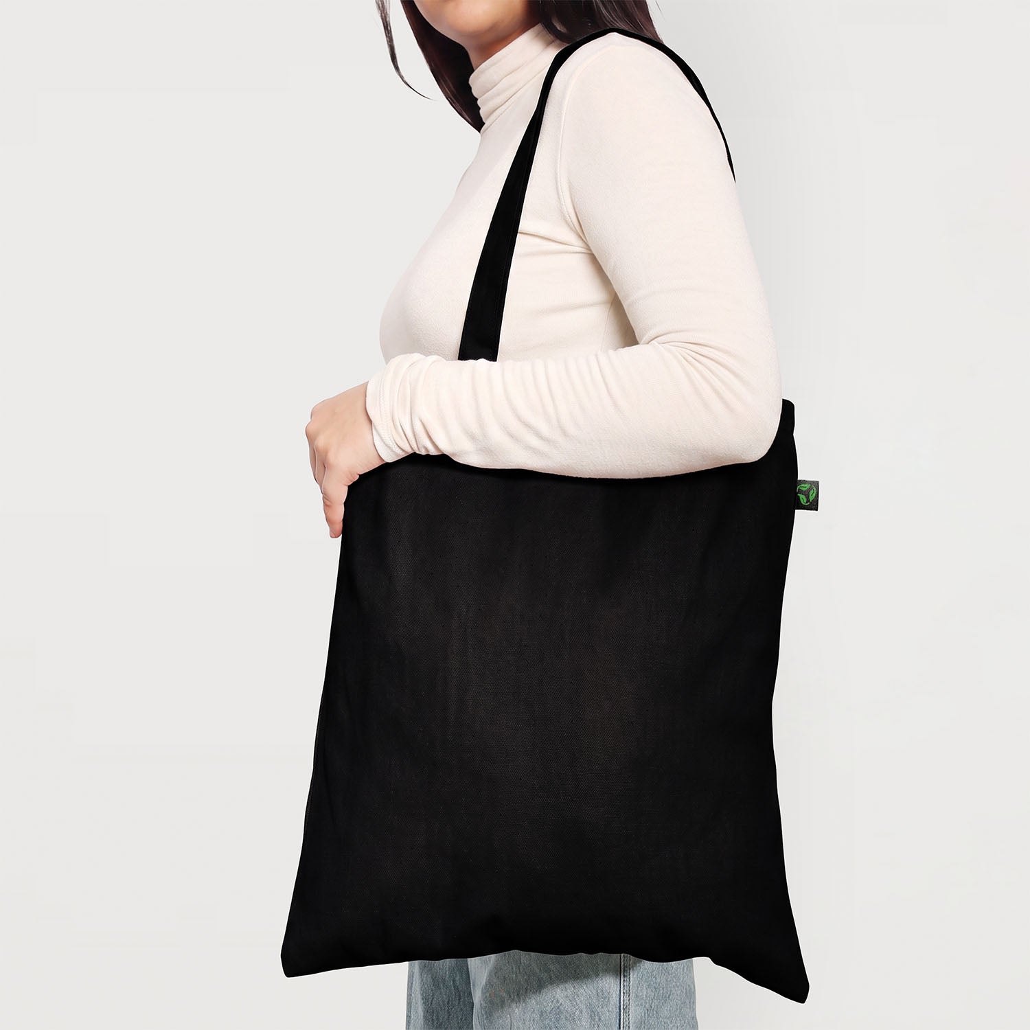 Model Carrying Ecobags Certified Organic Canvas Promotional Bags