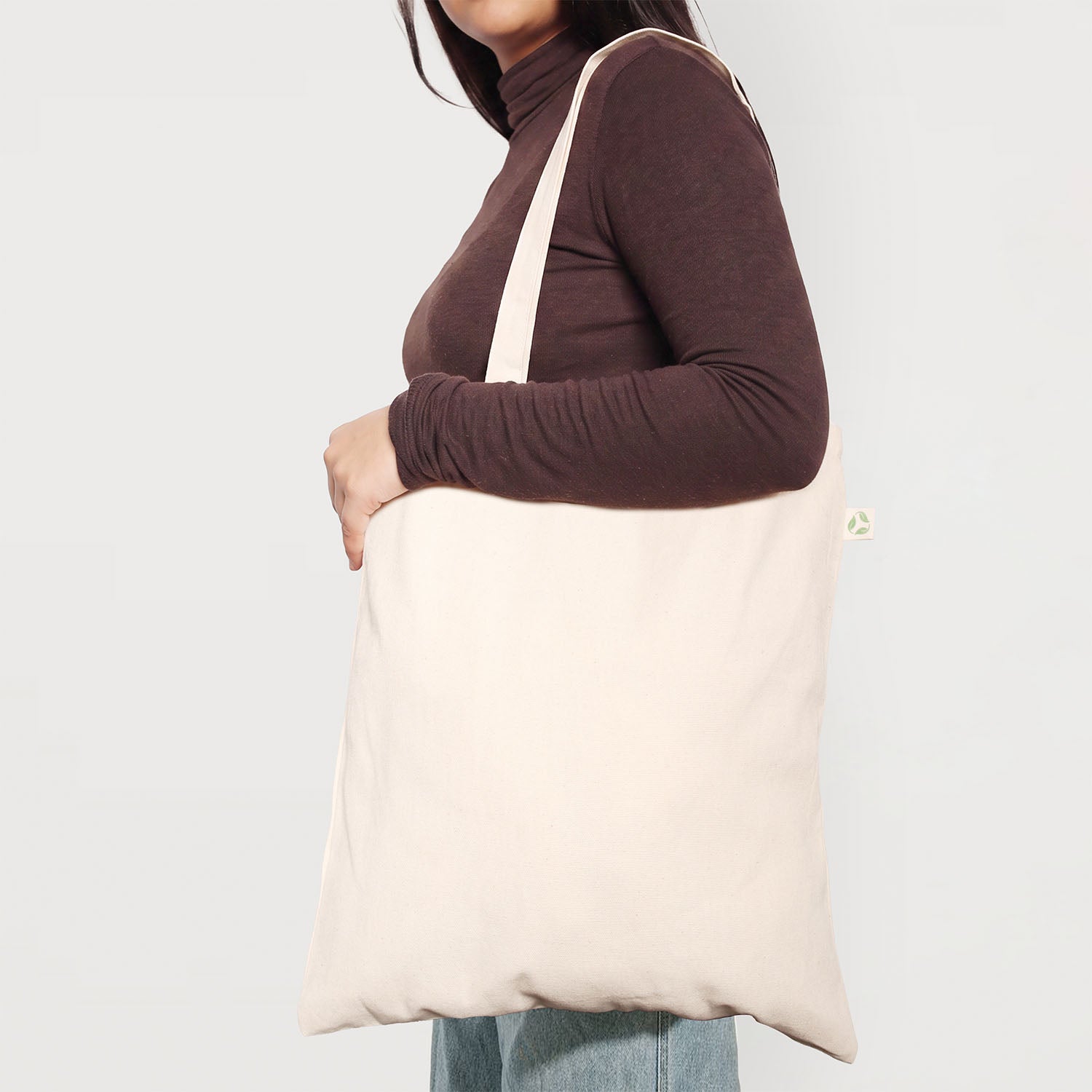 Model Carrying Ecobags Certified Organic Canvas Promotional Bags