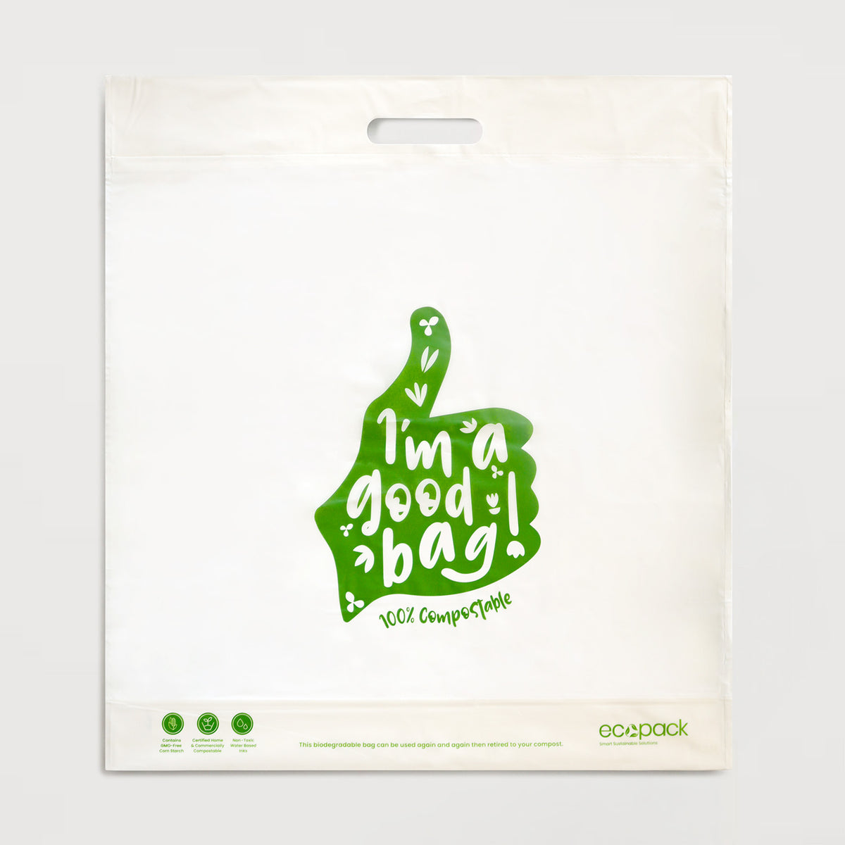 Ecopack Large Compostable Punched Handle Retail Bags