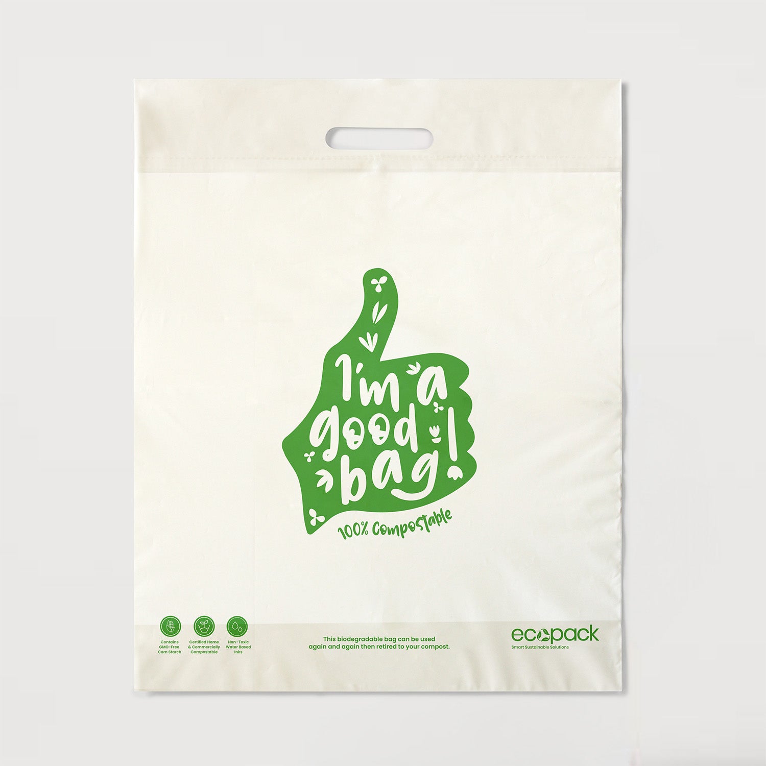 Ecopack Medium Compostable Punched Handle Retail Bags