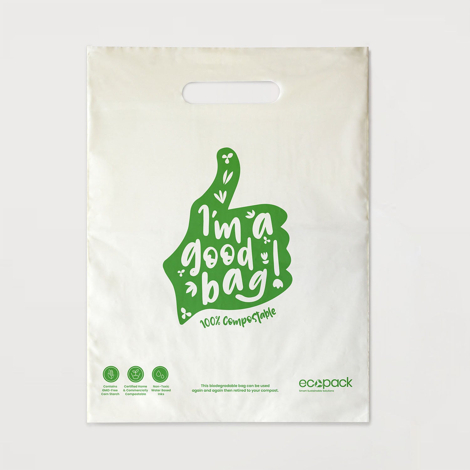 Ecopack Small Compostable Punched Handle Retail Bags