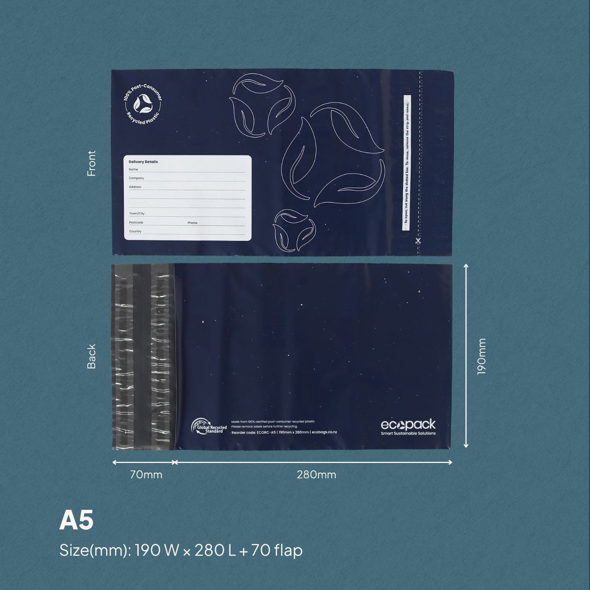 Ecopack Sample Pack of Recycled Courier Bags A5 Size