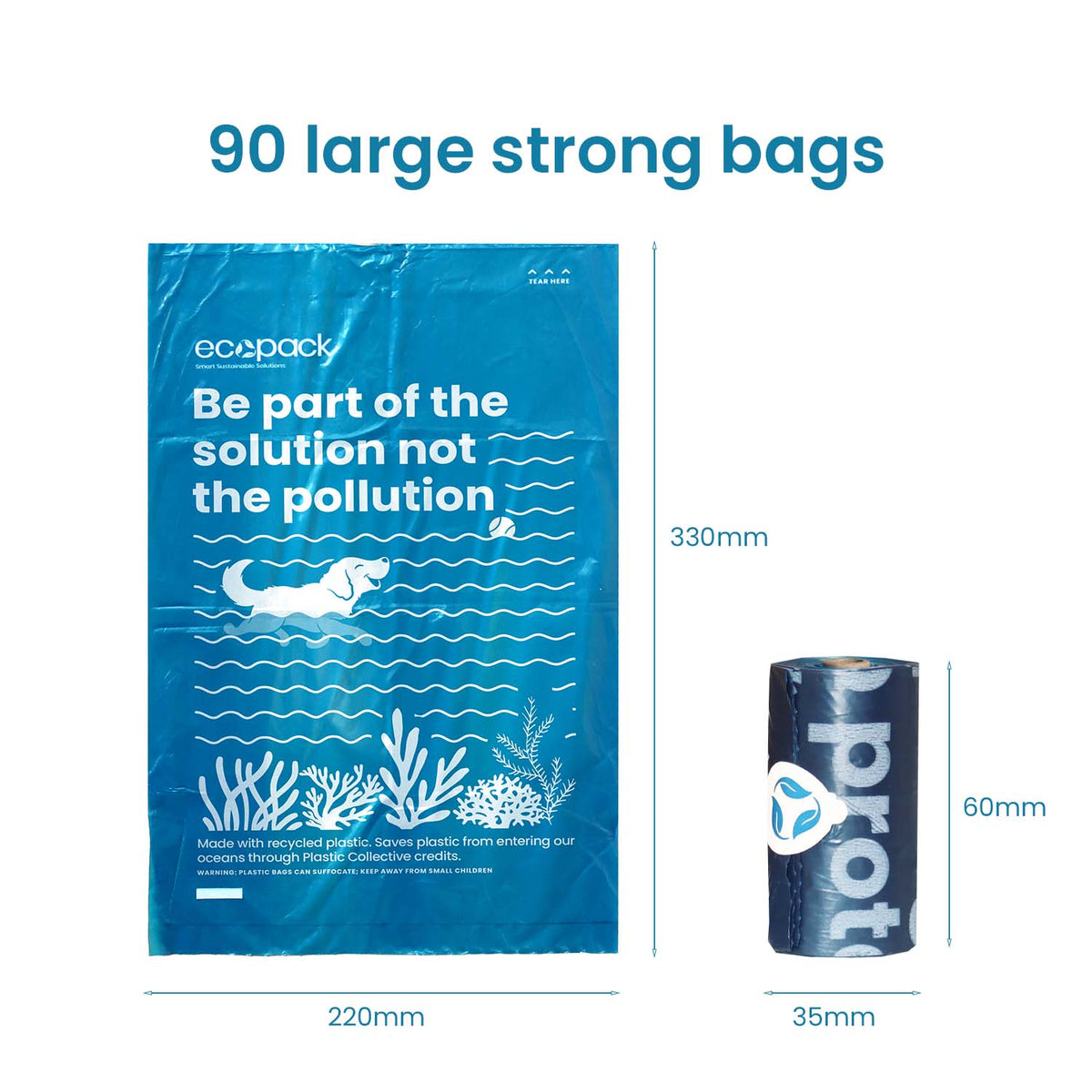 Ecopack Recycled Plastic Dog Poop 90 Bags Specs