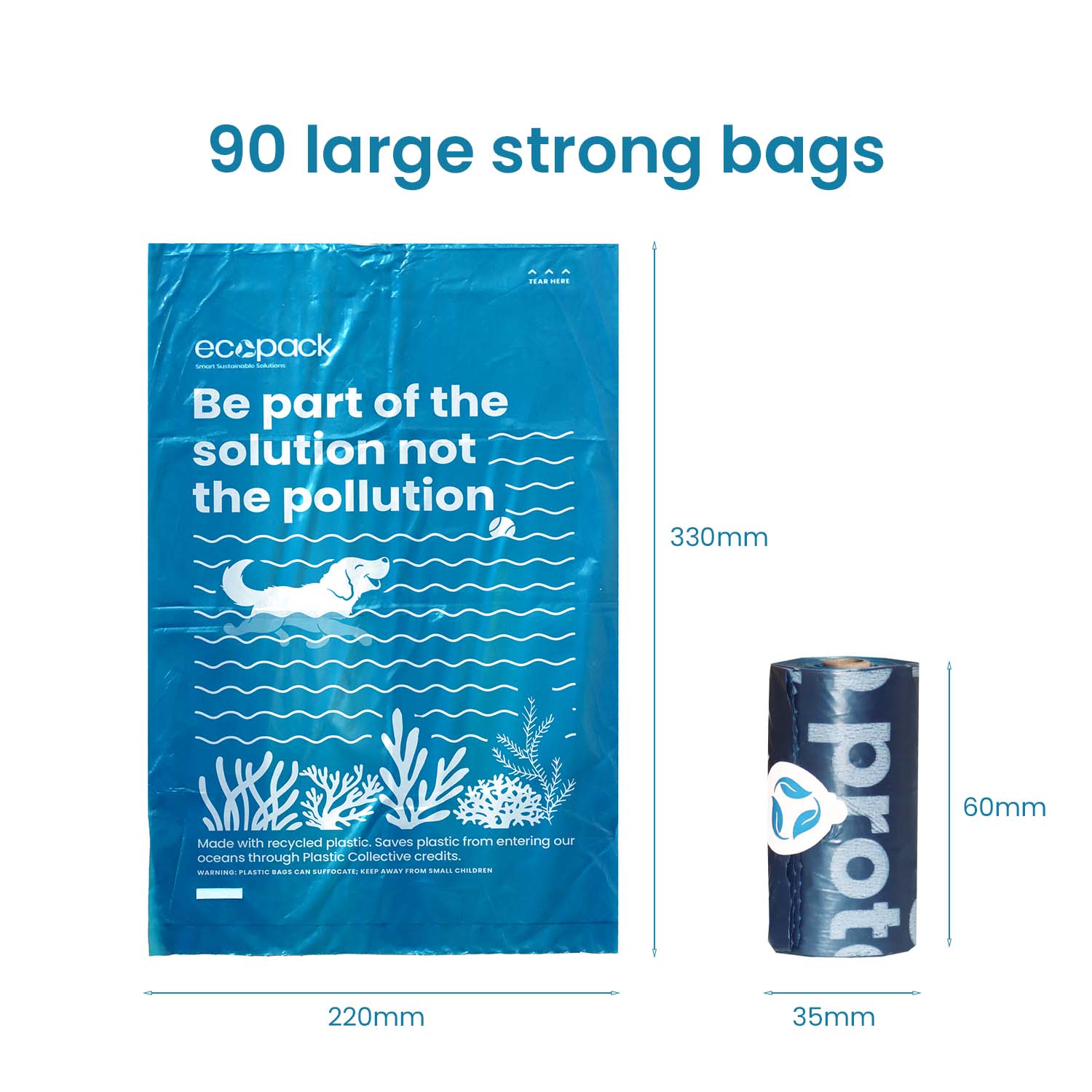 Ecopack Recycled Plastic Dog Poop 90 Bags Specs