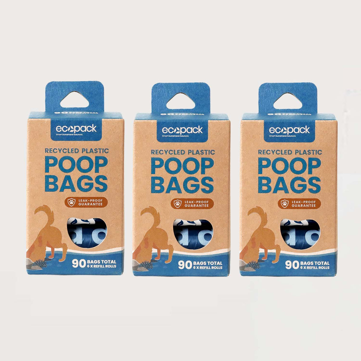 Ecopack Recycled Plastic Dog Poop Bags 3 Bundle Boxes