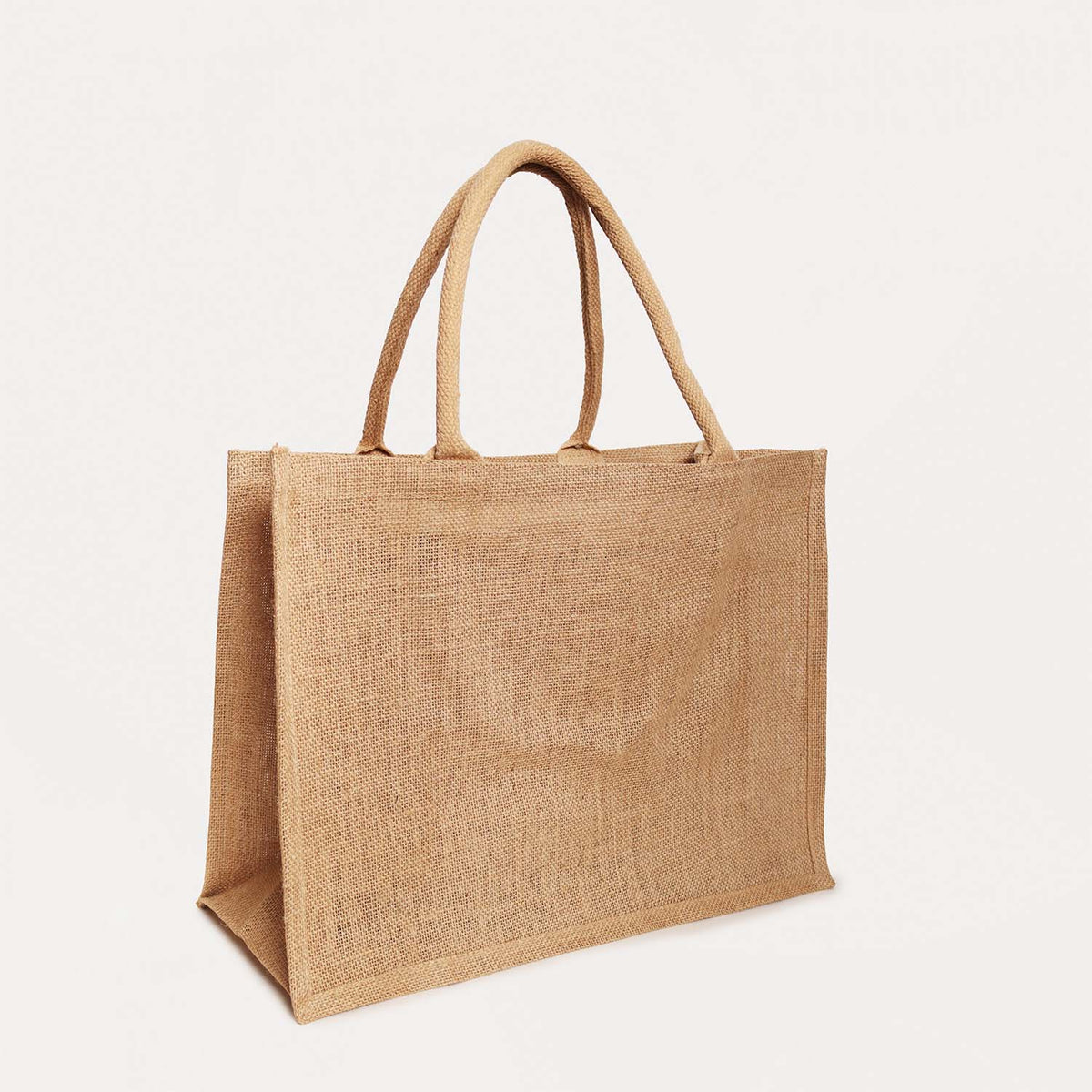 Ecobags Unlined Natural Jute Shopping Bags Quarter View