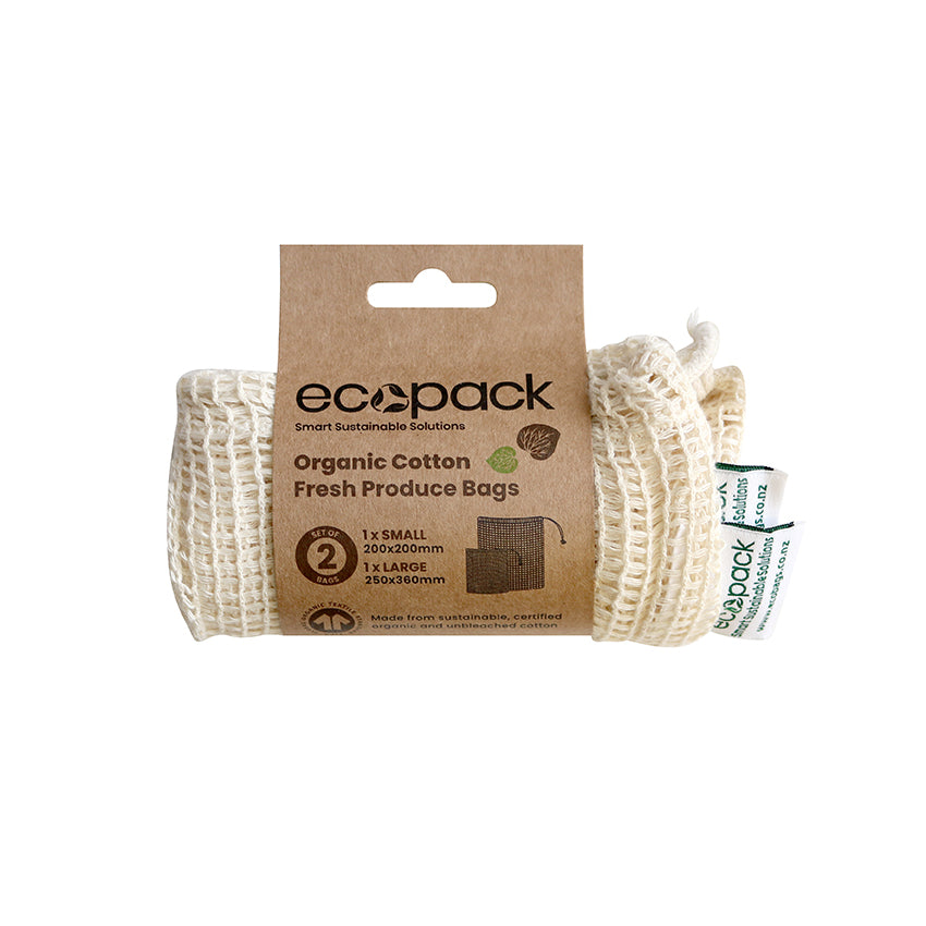 Ecopack Small Large Organic Cotton String Bags (1 Roll/2 Bags)