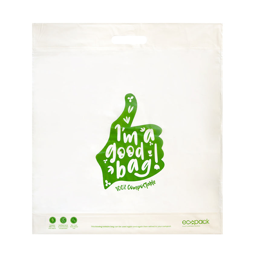 Ecopack Large Compostable Punched Handle Retail Bags (1 Pack/50 Bags)